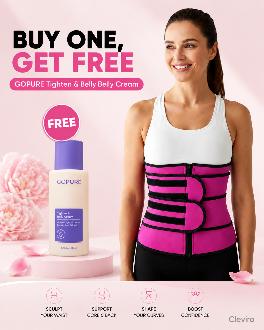 🔥 LIMITED-TIME OFFER: Buy 1 Cleviro 2 Belt Belly Wrap & Get 1 FREE Tighten & Smooth Belly Cream